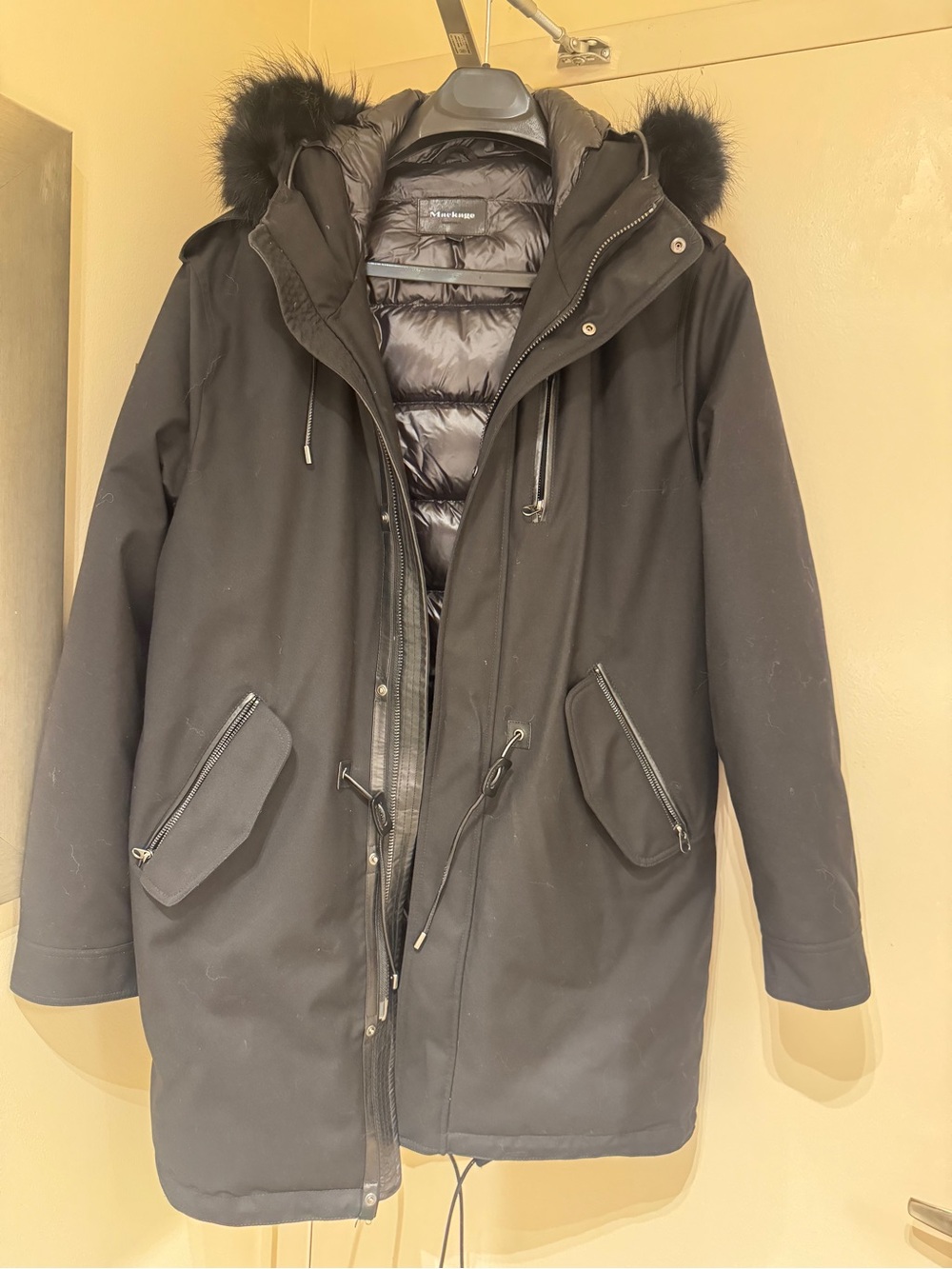 Mackage Black Hooded Trench Coat